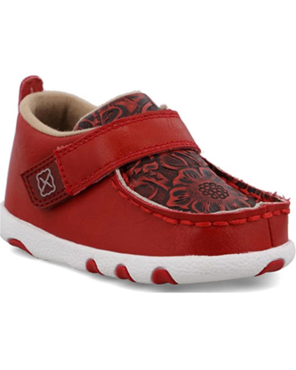 NEW TWISTED X kids' driving moc shoes in cherry red & tooled red